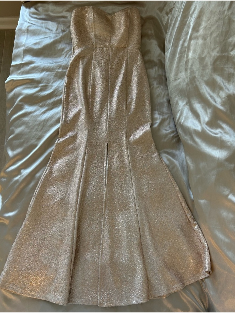 Strapless Silver/Gold Tone Evening Dress Prom Dress